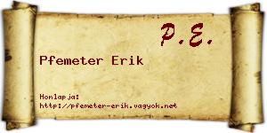 Pfemeter Erik névjegykártya